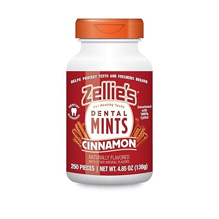 Zellie's | 100% Xylitol Cinnamon Breath Mints | No Aspartame, Gluten Free, Vegan & Kosher Mints (250 Count - Pack of 1)