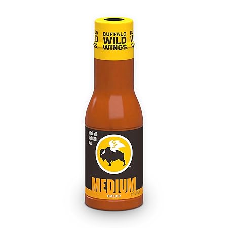 Buffalo Wild Wings Medium Buffalo Sauce, 12 fl. oz., Perfect Dipping Sauce, Chicken Marinade, Wing Seasoning and Burger Topping, Enjoy a Medium, Comfortable Heat