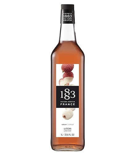 1883 Lychee Syrup for Drinks, Made in France, 1 Liter Glass Bottle