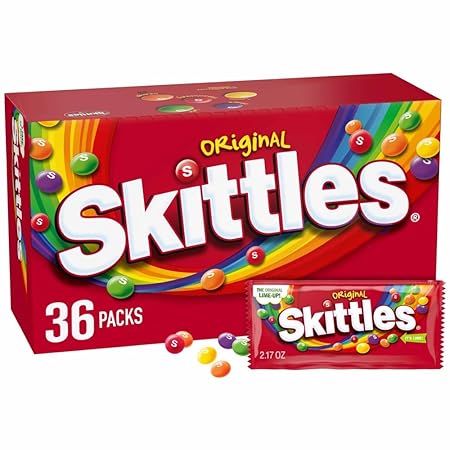 SKITTLES Candy, Original 2.17-Ounce, 36 Packs of Individually Wrapped Candy Bulk Box