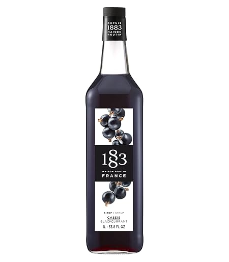 1883 Blackcurrant Syrup for Drinks, Made in France, 1 Liter Glass Bottle
