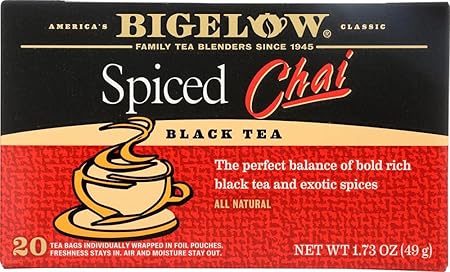 Bigelow, Spiced Chai Tea (Caffeinated), 20 Count