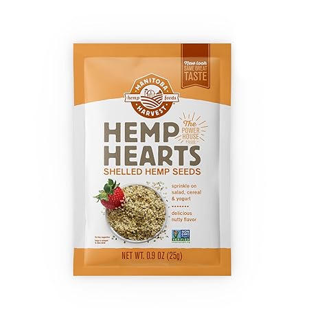 Manitoba Harvest Hemp Seeds, 10g Plant Based Protein and 12g Omega 3 & 6 per Serving, For smoothies, yogurt & salad, Non-GMO, Vegan, Keto, Paleo, Gluten Free, 0.9oz (Pack of 12)
