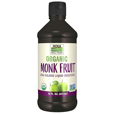 NOW Foods, Certified Organic Monk Fruit Liquid, Zero-Calorie Liquid Sweetener, Non-GMO, Low Glycemic Impact, 16-Ounce