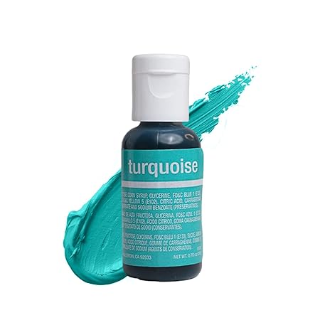 Chefmaster Turquoise Liqua-Gel® Food Coloring | Vibrant Color | Professional-Grade Dye for Icing, Frosting, Fondant | Baking & Decorating | Fade-Resistant | Easy-to-Use | Made in USA | 0.70 oz
