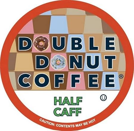 Double Donut Half Caff Coffee Pods, Single Serve Half Caffeine Coffee Pods For Keurig K Cup Brewers, Medium Roast, 24 Count pack of 2