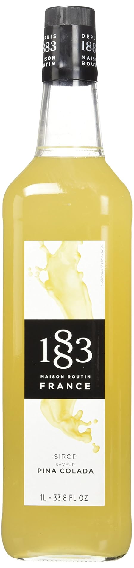 1883 Piña Colada Syrup for Drinks, Made in France, 1 Liter Glass Bottle