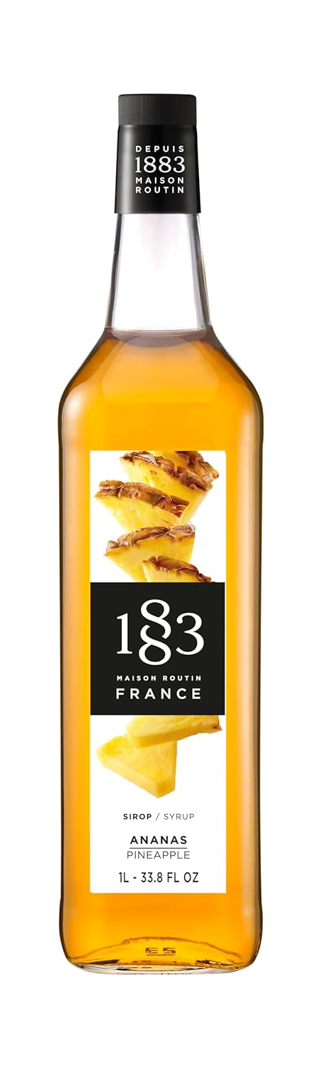 1883 Pineapple Syrup for Drinks, Made in France, 1 Liter Glass Bottle