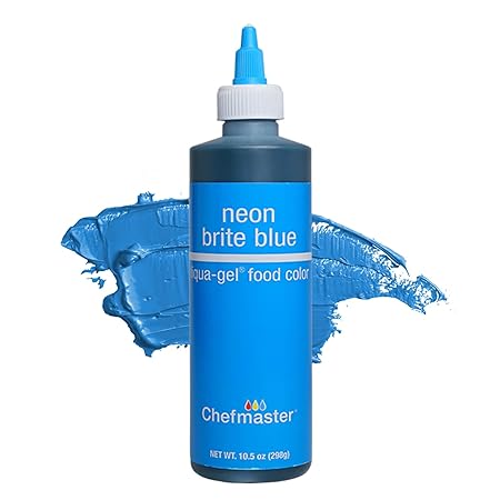 Chefmaster Neon Blue Liqua-Gel Food Coloring | Vibrant Color | Professional-Grade Dye for Icing, Frosting, Fondant | Fade-Resistant | 10.5 oz