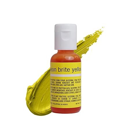 Chefmaster Neon Brite Yellow Liqua-Gel® Food Coloring | Vibrant Color | Professional-Grade Dye for Icing, Frosting, Fondant | Baking & Decorating | Fade-Resistant | Easy-to-Use | Made in USA | 0.70 oz