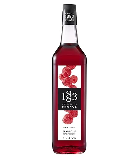 1883 Raspberry Syrup for Drinks, Made in France, 1 Liter Glass Bottle