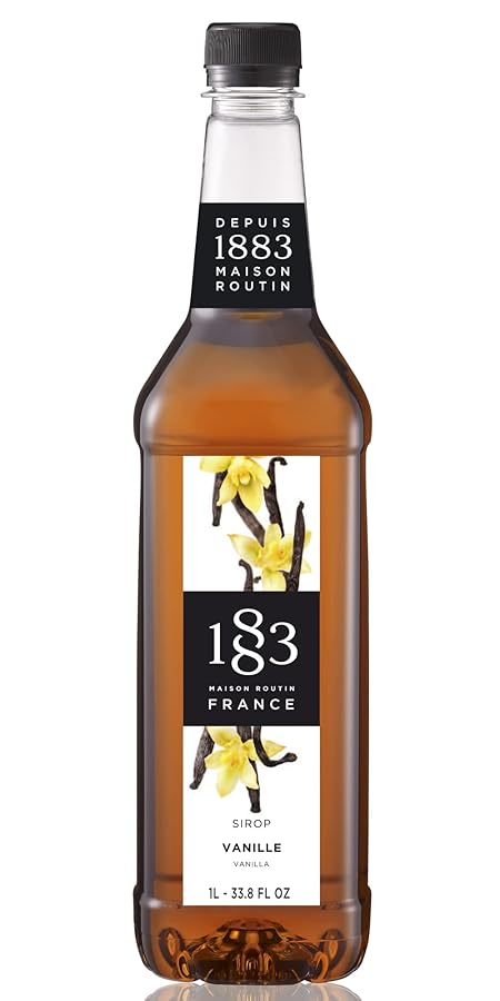 1883 Vanilla Syrup for Coffee & Drinks, Made in France, 1 Liter Plastic Bottle