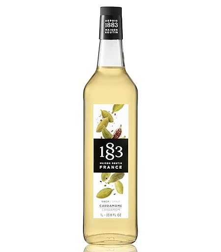1883 Cardamom Syrup for Drinks, Made in France, 1 Liter Glass Bottle