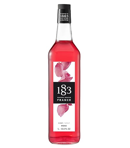 1883 Rose Syrup for Drinks, Made in France, 1 Liter Glass Bottle