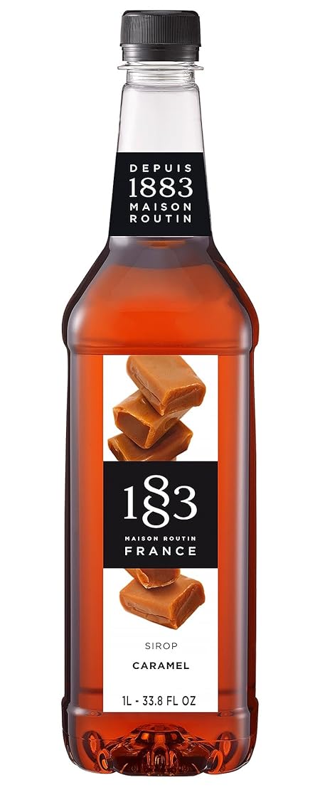1883 Caramel Syrup for Drinks – Authentic French Syrup, 1 Liter Plastic Bottle – Premium Coffee Flavoring, Rich Buttery Caramel Taste