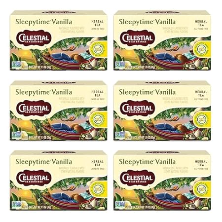 Celestial Seasonings Sleepytime Herbal Tea, Vanilla, Caffeine Free Sleep Tea, 20 Tea Bags Per Box (Pack of 6)