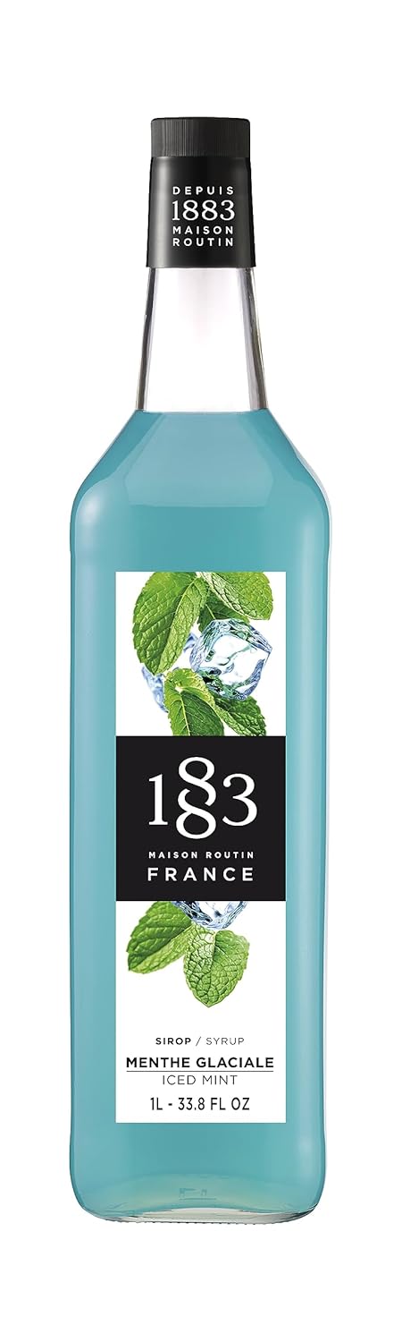 1883 Iced Mint Syrup for Drinks, Made in France, 1 Liter Glass Bottle