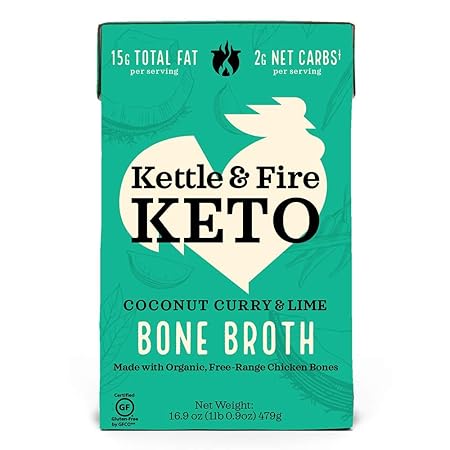 KETTLE & FIRE Coconut Curry Chicken Bone Broth, 16.9 OZ, Packaging may vary