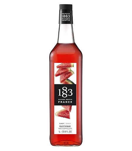 1883 Watermelon Syrup for Drinks, Made in France, 1 Liter Glass Bottle