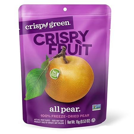 Crispy Green Natural Freeze-Dried Fruit, Pear Single-Serve, No Sugar Added, 0.53 Ounce (Pack of 12)