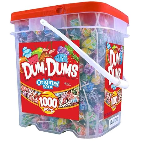 Dum-Dum Pops 1,000 Count Bucket - Assortment of Original Mix Suckers, Lollipop Case for Classroom, Work, Events - Halloween Candy Bulk Individually Wrapped