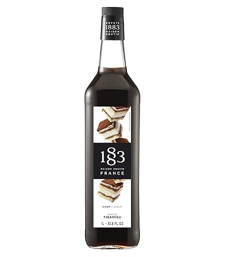 1883 Coffee Syrup, Tiramisu Syrup for Drinks, Made in France, 1 Liter Glass Bottle