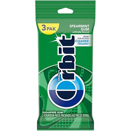 ORBIT Spearmint Sugarless Chewing Gum, 3 Packs of 14-Pieces (42 Total Pieces)