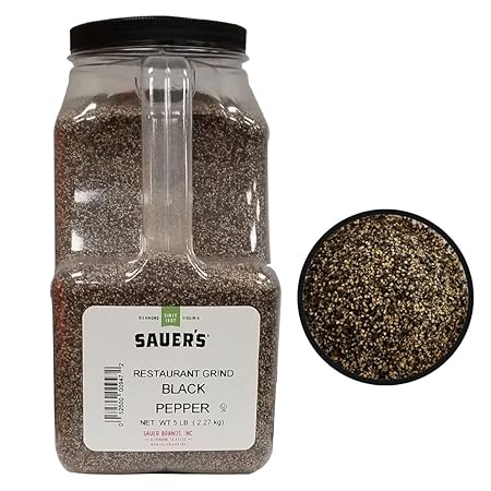 Sauer's Ground Black Pepper | Restaurant Table Grind | 5 Pound Canister | Foodservice