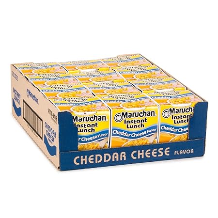 Maruchan Instant Lunch Cheddar Cheese, Ramen Noodle Soup, Microwaveable Meal, 2.25 Oz, 12 Count