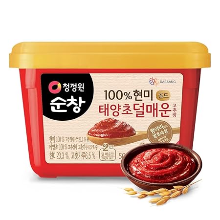O’Food [Mild] Gochujang 1.1 lb (500g) – Authentic Korean Red Chili Paste | Spicy & Sweet Savory Traditional Fermented Sauce | Gluten-Free | 100% Brown Rice | No Corn Syrup | Great for Bibimbap, Marinades, Stews & BBQ