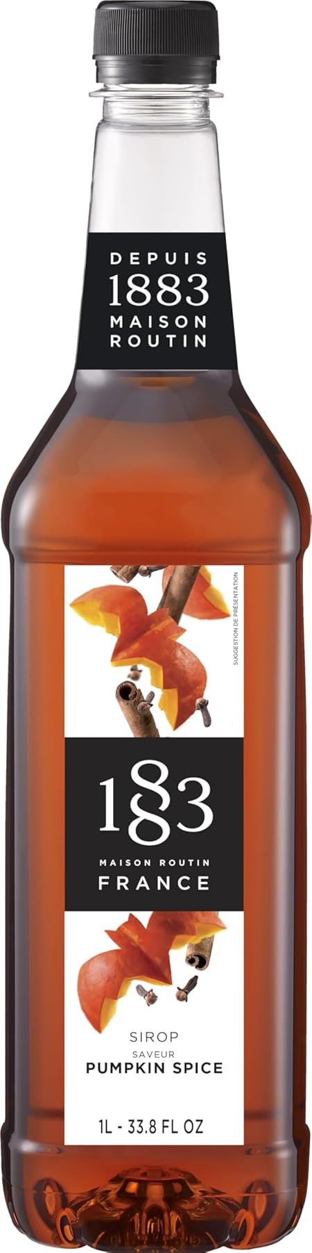 1883 Pumpkin Spice Syrup for Drinks – Authentic French Flavor, Perfect for Coffee, Lattes & Cocktails – 1 Liter Plastic Bottle – Made in France