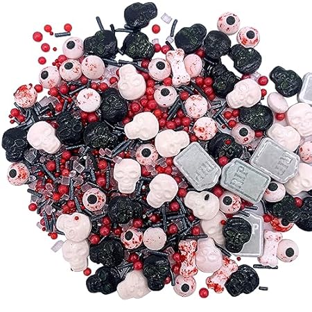 Halloween Sprinkles Candy Eyes for Decorating Edible Eyeballs Skull Bones Tombstone Sprinkles Halloween Cupcakes Toppers Sprinkle for Cake Ice Cream Desserts