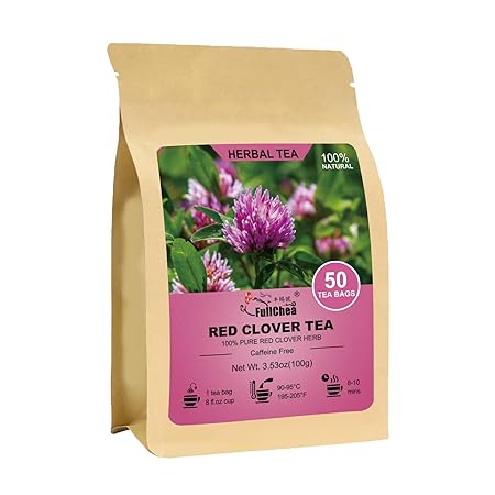 Fullchea - Red Clover Tea Bags, 50 Teabags - Pure Red Clover Herb - Non-GMO - Caffeine-Free - Rich in Antioxidants & Supports Wellness