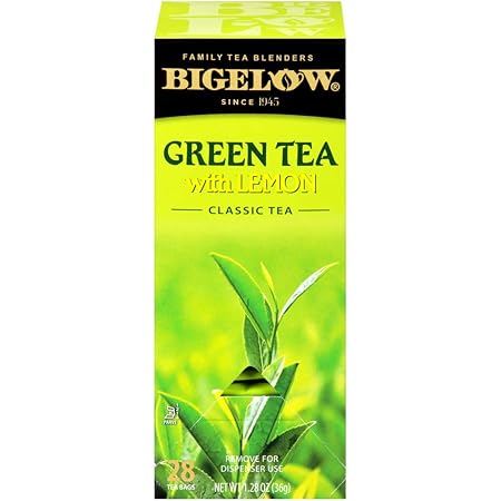 Bigelow Green Tea with Lemon Tea Bags 28-Count Box (Pack of 1) Green Tea Bags with Lemon Peel and Natural Flavors Rich in Antioxidants