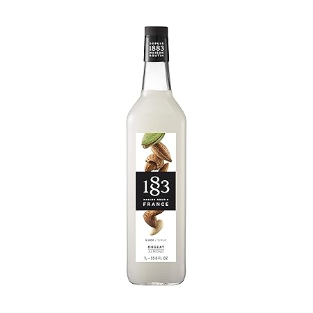 1883 Almond Syrup for Drinks – Made in France, Premium Beverage Mixer, 1 Liter Plastic Bottle
