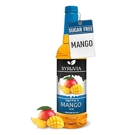Syruvia Sugar-Free Mango Syrup, Flavored Syrup for Drinks, Cocktails, Lemonades, Iced Teas, and Desserts – 25.4 fl oz