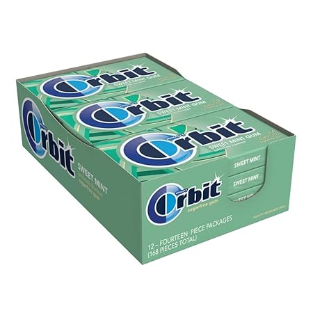 Orbit Sweet Mint Sugar Free Chewing Gum Bulk, 12 Packs, 14 Pieces Each (168 Total)