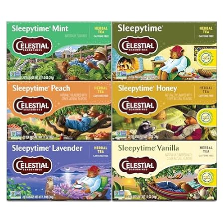 Celestial Seasonings Sleepytime Herbal Tea, Variety Pack - Caffeine Free Sleep Tea, 20 Tea Bags Per Box (Pack of 6)