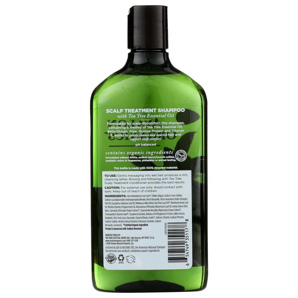 AVALON ORGANICS: Shampoo Scalp Treatment Tea Tree, 11oz| Scalp Comfort
