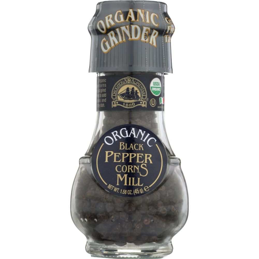 DROGHERIA & ALIMENTARI: Organic Black Pepper Corns Mill, 1.58 oz