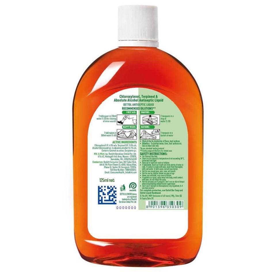 Dettol Liquid Antiseptic Disinfectant 125ML for First Aid