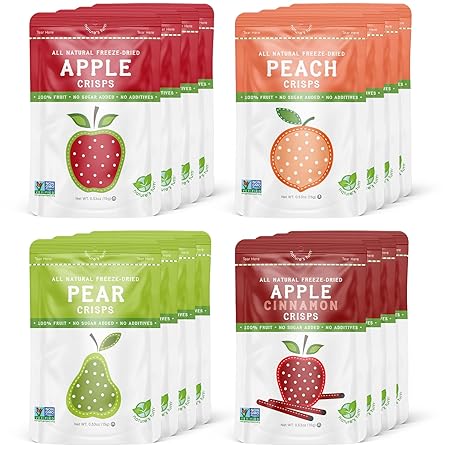 Nature’s Turn Freeze-Dried Fruit Crisps –Healthy, Gluten-Free,Crispy & Delicious,Plant-Based Snack,Ideal for Cereal, Smoothies, School Lunches, & On-the-Go, Orchard Variety Pack of 16(0.53 oz Each)