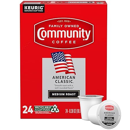 Community Coffee American Classic 24 Count Coffee Pods, Medium Roast, Compatible with Keurig 2.0 K-Cup Brewers, 24 Count (Pack of 1)