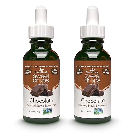 SweetLeaf Stevia Liquid Sweet Drops - Chocolate Flavored Drops, Stevia Liquid Sweetener, Zero-Calorie, Sugar-Free Syrup Alternative for Keto Coffee, Baking, Shakes, 2 Fl Oz (Pack of 2)