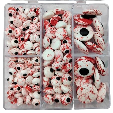 Halloween Sprinkles Edible Candy Eyeballs for Cake Decorating, Three Sizes Bloody Candy Eyes Sprinkles for Cupcakes Cake Toppers Cookies Baking Decoratings