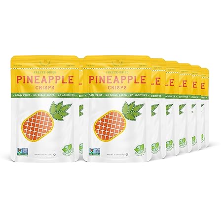 Nature’s Turn Freeze-Dried Pineapple Crisps – Healthy, Gluten-Free, Crispy & Delicious, Plant-Based Snack, Ideal for Cereal, Smoothies, School Lunches, & On-the-Go, Pack of 12 (0.53 oz Each)