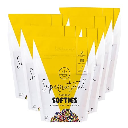 Rainbow Softies Natural Sprinkles by Supernatural, Made in USA, No Artificial Dyes, Soy Free, Gluten Free, Vegan, 16oz (Pack of 6)