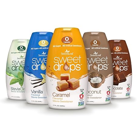 SweetLeaf Sweet Drops - Flavored Stevia Liquid Sweetener, Stevia Extract, Zero Calories, Gluten Free, Keto Friendly, Non GMO, Natural Flavor, Sugar Alternative - Variety Pack, 1.7 Fl Oz (Pack of 5)
