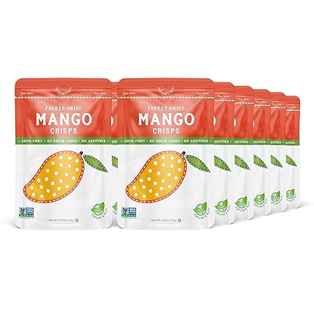 Nature’s Turn Freeze-Dried Mango Crisps – Healthy, Gluten-Free, Crispy & Delicious, Plant-Based Snack, Ideal for Cereal, Smoothies, School Lunches, & On-the-Go, Pack of 12 (0.53 oz Each)