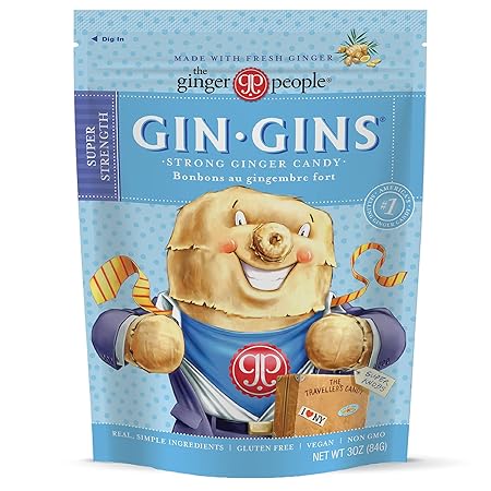 GIN GINS Super Strength – 100% Natural Candy by The Ginger People – Individually Wrapped Healthy Treats - Made with the Fresh Rhizome – Super Strength Flavor – 3oz Bag – Pack of 1
